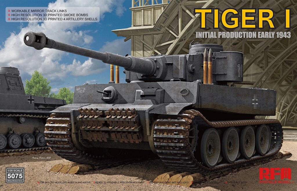 Tiger I Initial Початок 1943. Сборная модель німецького танка в масштабі 1/35. RFM RM-5075 від компанії Хоббінет - збірні моделі - фото 1