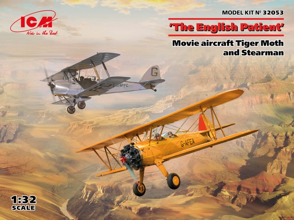 Tiger Moth та Stearman моделі літаків з фільму "Англійський пацієнт". ICM 32053 від компанії Хоббінет - збірні моделі - фото 1