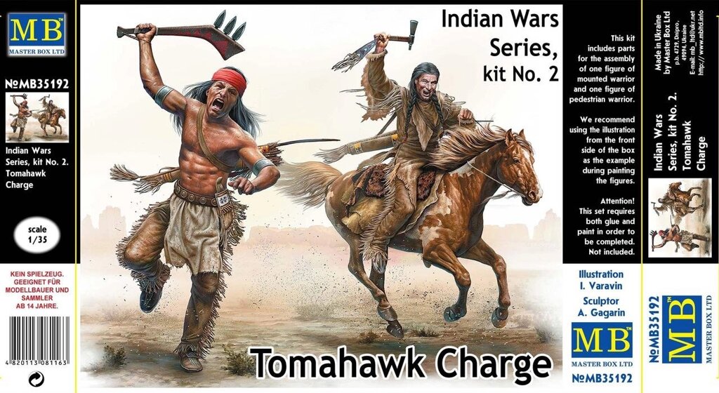 "Tomahawk Charge", індіанська військова серія, набір 2. 1/35 MASTER BOX 35192 від компанії Хоббінет - збірні моделі - фото 1