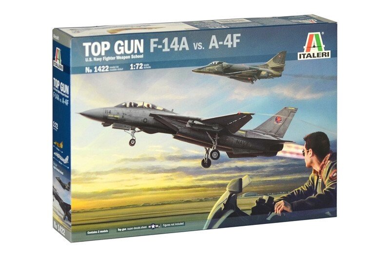 Top Gun F-14A проти A-4F. Набір збірних моделей (2 моделі в наборі) у масштабі 1/72. ITALERI 1422 від компанії Хоббінет - збірні моделі - фото 1