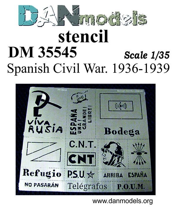 Трафарет для нанесення написів і малюнків періоду громадянської війни в Іспанії 1936-39гг. 1/35 DM35545 від компанії Хоббінет - збірні моделі - фото 1