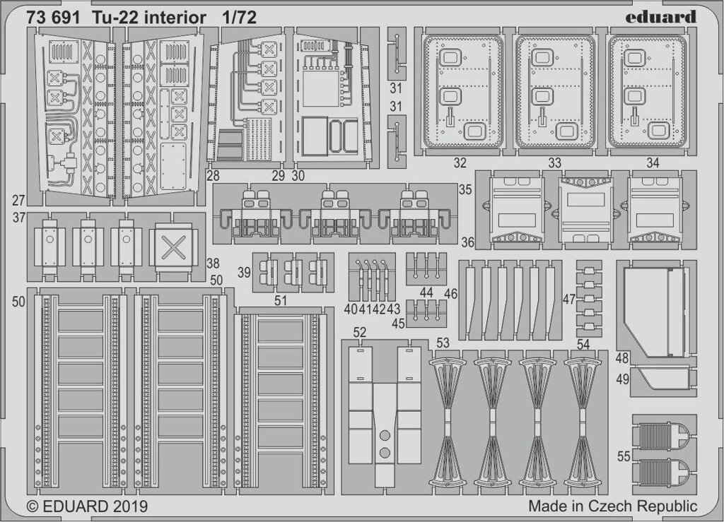 Ту-22 інтер'єр, набір фототравлення для моделі TRUMPETER. 1/72 EDUARD 73691 від компанії Хоббінет - збірні моделі - фото 1