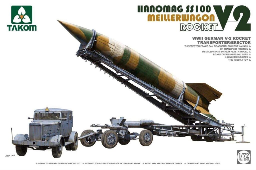 Тягач Hanomag SS100 "Meillerwagon" з ракетою V-2. 1/72 TAKOM 5001 від компанії Хоббінет - збірні моделі - фото 1