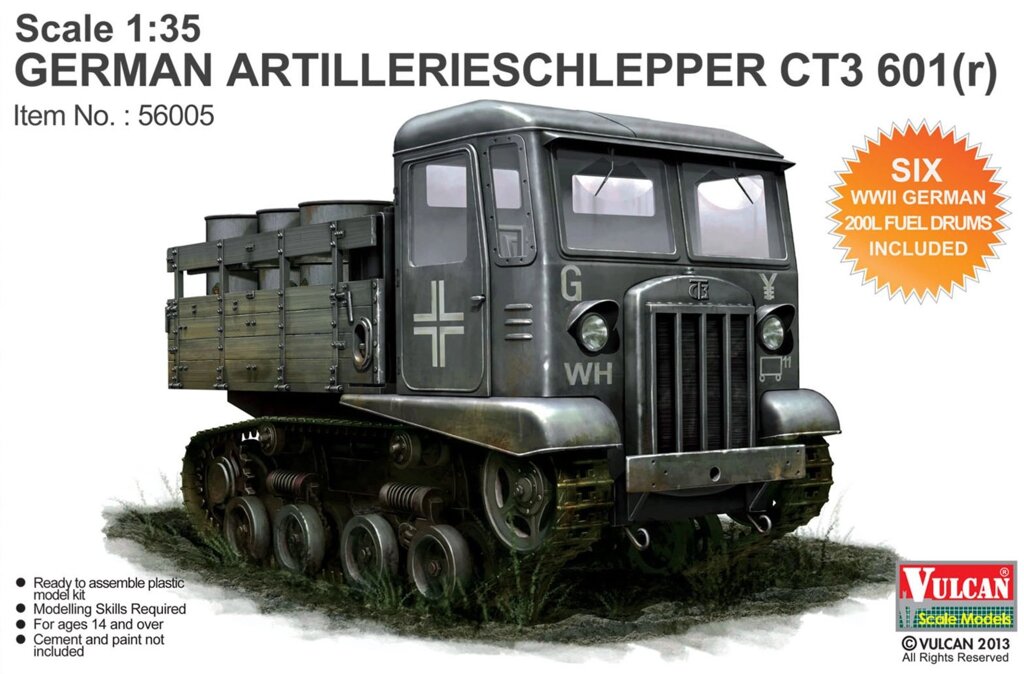 Тягач СТЗ-5 (Вермахт) - набор дополнительно включает 6 немецких 200 л бочек. 1/35 VULCAN 56005 від компанії Хоббінет - збірні моделі - фото 1