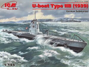 U-Boat Type IIB (1939) німецька підводний човен. Модель в масштабі 1/144. ICM S009