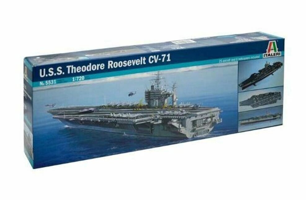 U. S. S. Roosevelt CVN-71 Американський авіаносець. Збірна пластикова модель корабля. 1/720 ITALERI 5531 від компанії Хоббінет - збірні моделі - фото 1