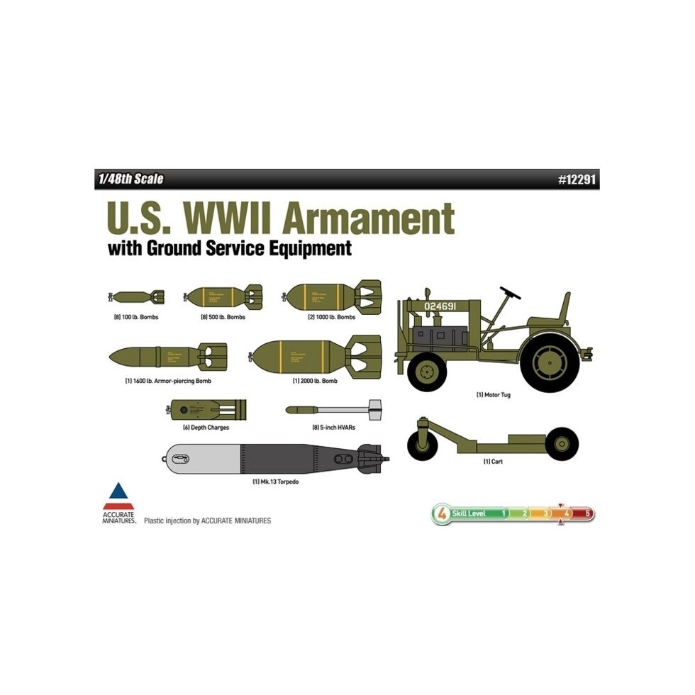 U. S. WWII Armament w / Ground Service Equipment. 1/48 ACADEMY 12291 від компанії Хоббінет - збірні моделі - фото 1