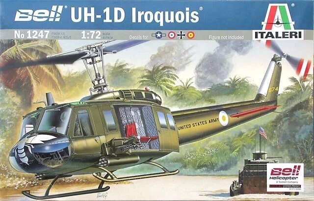 UH - 1D SLICK. Збірна модель військового вертольота в масштабі 1/72. ITALERI 1247 від компанії Хоббінет - збірні моделі - фото 1