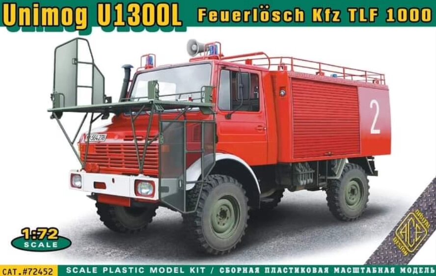 Unimog U 1300L Feuerlösch Kfz TLF 1000. Збірна модель пожежного автомобіля в масштабі 1/72. ACE 72452 від компанії Хоббінет - збірні моделі - фото 1