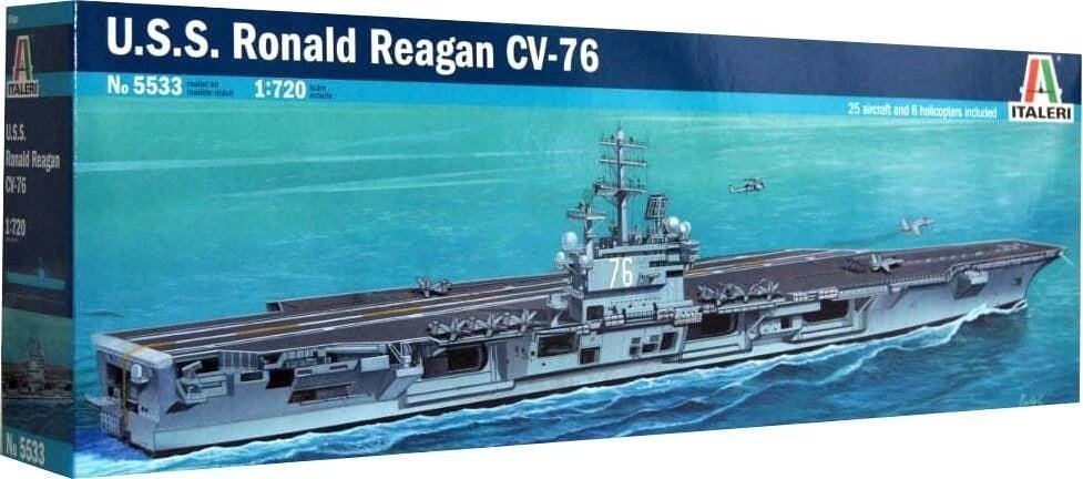 USS Ronald Reagan CVN-76. Збірна модель авіаносця в масштабі 1/720. ITALERI 5533 від компанії Хоббінет - збірні моделі - фото 1