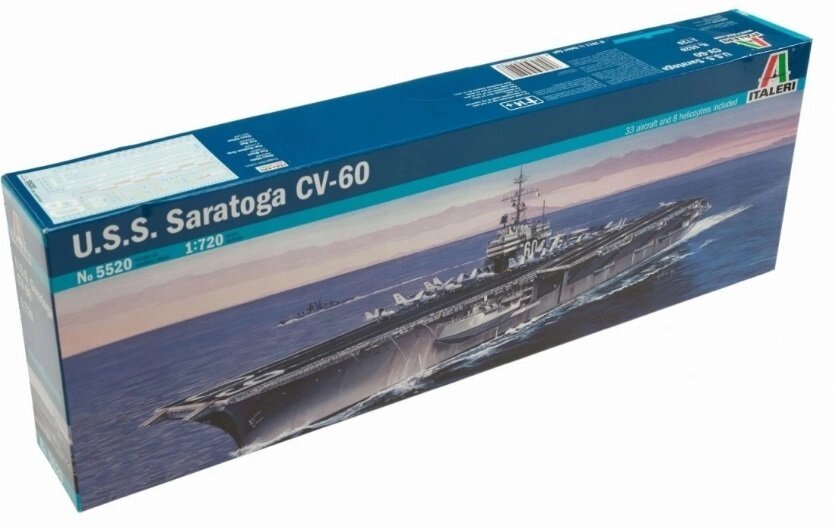 USS Saratoga CV-60. Збірна модель авіаносця в масштабі 1/720. ITALERI 5520 від компанії Хоббінет - збірні моделі - фото 1