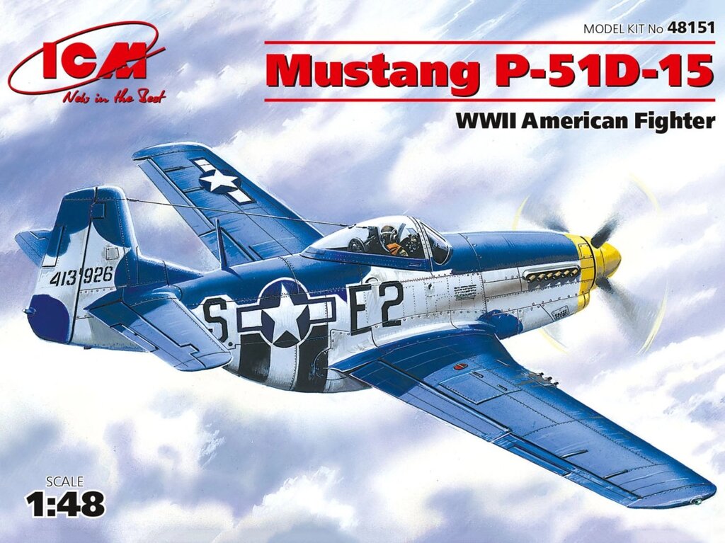 Винищувач Mustang P-51D-15. Збірна модель для склеювання в масштабі 1/48. ICM 48151 від компанії Хоббінет - збірні моделі - фото 1