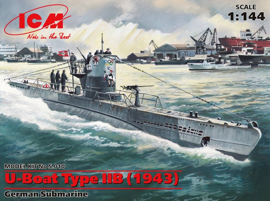 Збірна масштабна модель U-Boat Type IIB німецький підводний човен (1943 р) 1/144 ICM S010 від компанії Хоббінет - збірні моделі - фото 1