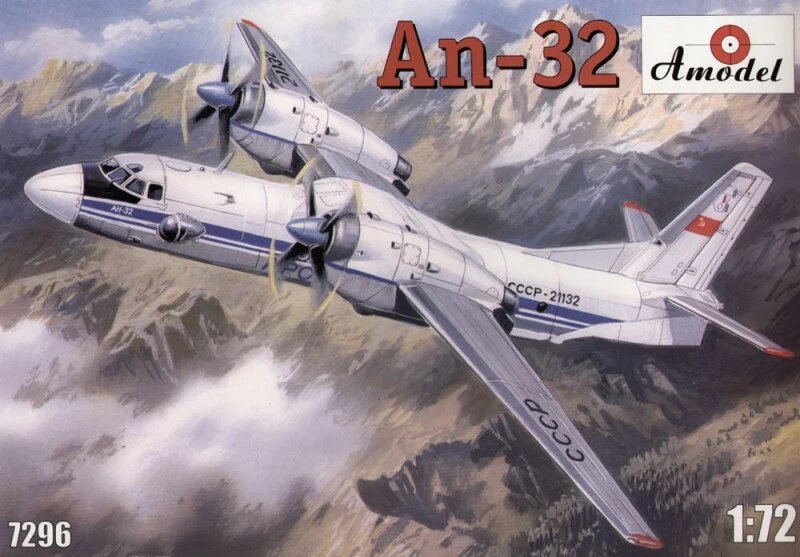 Збірна модель багатоцільового транспортного літака Ан-32. 1/72 AMODEL 7296 від компанії Хоббінет - збірні моделі - фото 1