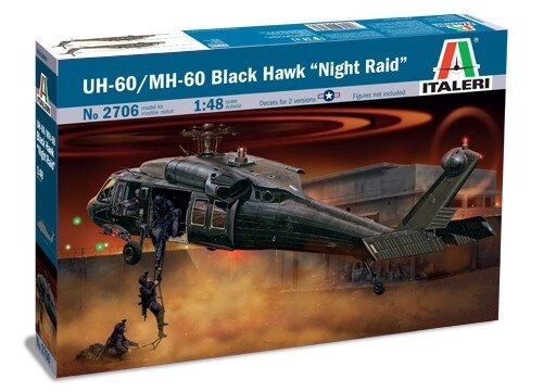 Збірна модель бойового вертольота з фільму Чорний Яструб. UH-60 / MH-60 BLACK HAWK. 1/48 ITALERI 2706 від компанії Хоббінет - збірні моделі - фото 1