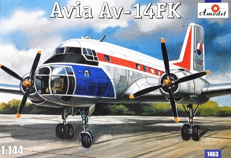 Збірна модель чехословацького пасажирського літака AVIA AV-14FK. 1/144. AMODEL 1463 від компанії Хоббінет - збірні моделі - фото 1