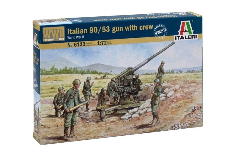 Збірна модель італійської гармати 90/53 з артилерійським розрахунком. 1/72 ITALERI 6122 від компанії Хоббінет - збірні моделі - фото 1
