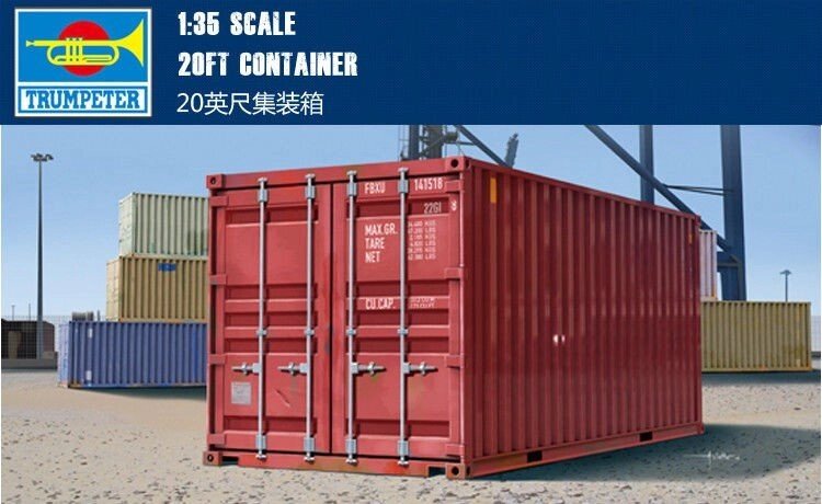Збірна модель контейнера 20ft. 1/35 TRUMPETER 01029 від компанії Хоббінет - збірні моделі - фото 1