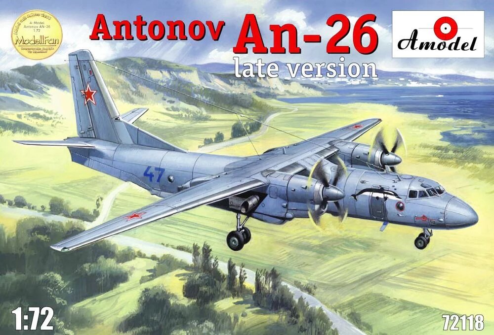 Збірна модель літака Антонов АН-26 (пізня версія). 1/72 AMODEL 72118 від компанії Хоббінет - збірні моделі - фото 1