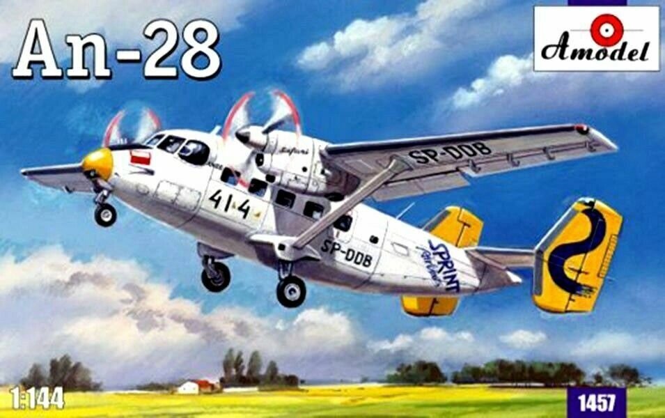 Збірна модель літака Антонов Ан-28. 1/144. AMODEL тисячі чотиреста п'ятьдесят-сім від компанії Хоббінет - збірні моделі - фото 1
