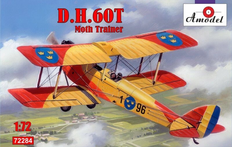 Збірна модель навчально-тренувального літака de Havilland DH.60T Moth Trainer. 1/72 AMODEL 72284 від компанії Хоббінет - збірні моделі - фото 1