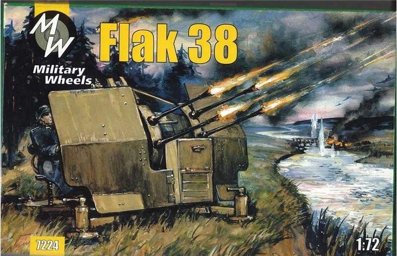 Збірна модель німецької зенітної гармати FLAK-38 в масштабі 1/72. MILITARY WHEELS 7224 від компанії Хоббінет - збірні моделі - фото 1