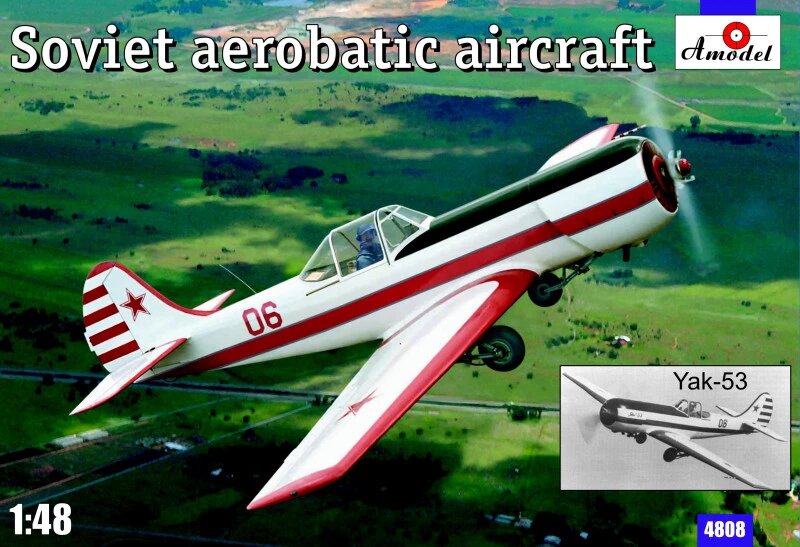 Збірна модель одномісного пілотажного літака Як-53.1 / 48. AMODEL 4808 від компанії Хоббінет - збірні моделі - фото 1