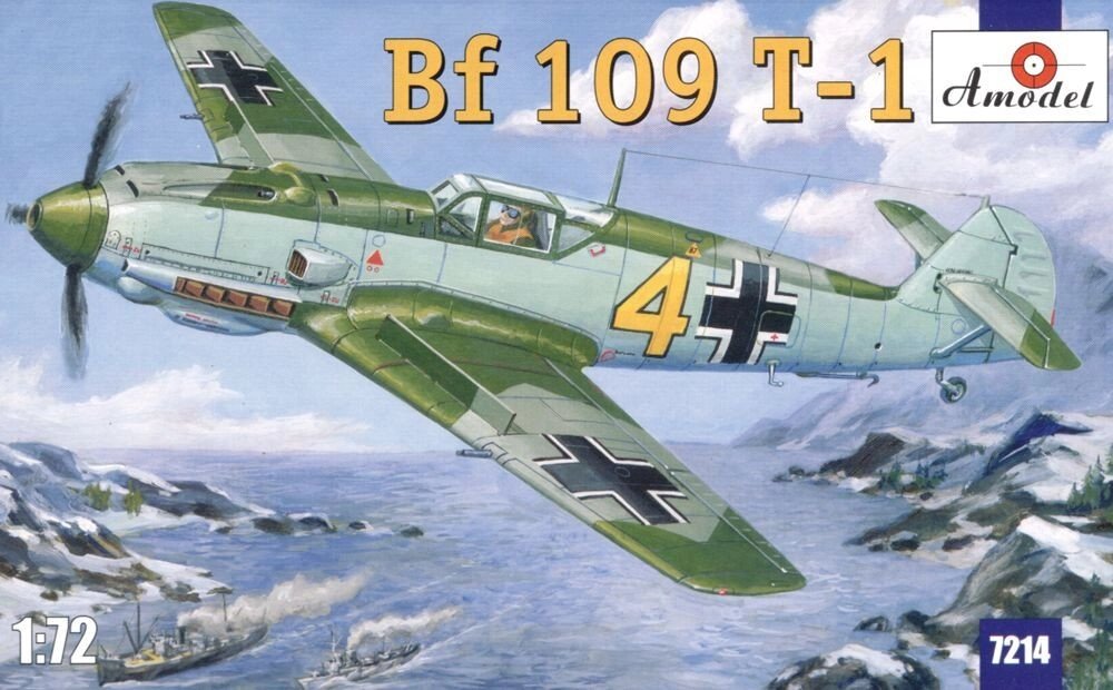 Збірна модель палубного винищувача Messerschmitt Bf 109 T-1. 1/72 AMODEL 7214 від компанії Хоббінет - збірні моделі - фото 1