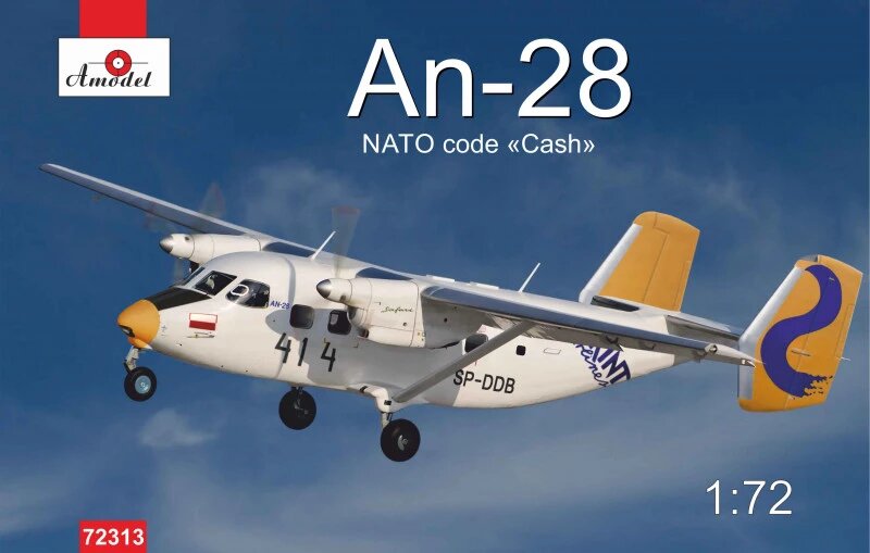 Збірна модель пасажирського літака Ан-28 (польська версія). 1/72 AMODEL 72313 від компанії Хоббінет - збірні моделі - фото 1