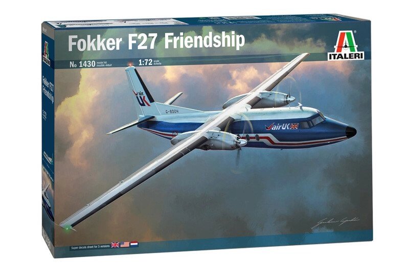 Збірна модель пасажирського літака Fokker F27 Friendship. 1/72 ITALERI 1430 від компанії Хоббінет - збірні моделі - фото 1