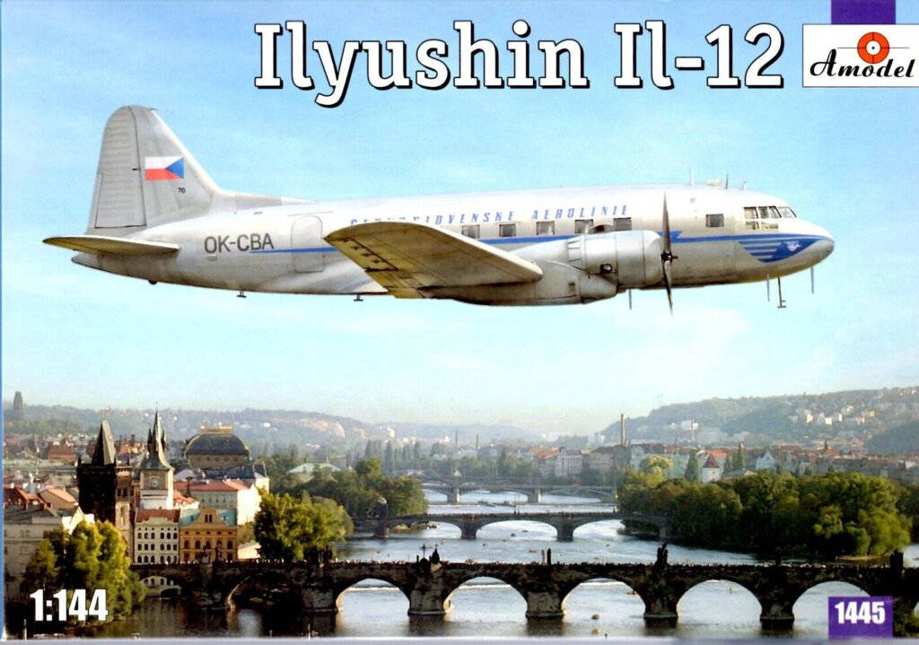 Збірна модель пасажирського літака Ілюшин ІЛ-12.1 / 144. AMODEL 1445 від компанії Хоббінет - збірні моделі - фото 1