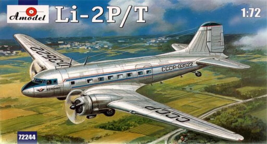 Збірна модель пасажирського літака Лисун Лі-2П / Т. 1/72 AMODEL 72244 від компанії Хоббінет - збірні моделі - фото 1