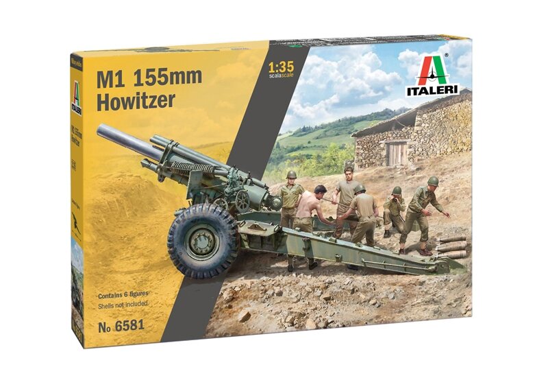 Збірна модель польової гаубиці M1 155 mm c розрахунком. 1/35 ITALERI 6581 від компанії Хоббінет - збірні моделі - фото 1