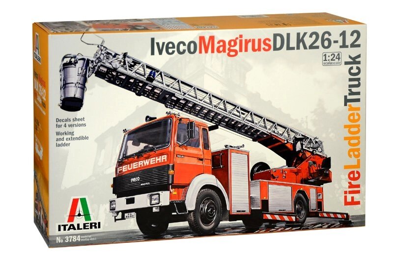 Збірна модель пожежного автомобіля IVECO MAGIRUS DLK 26-12 в масштабі 1/24. ITALERI 3784 від компанії Хоббінет - збірні моделі - фото 1