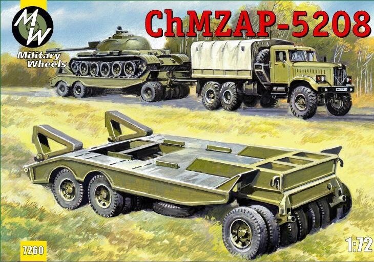 Збірна модель причепа для транспортування танків ЧМЗАП-5208. 1/72 MILITARY WHEELS 7260 від компанії Хоббінет - збірні моделі - фото 1