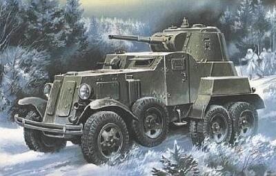 Збірна модель радянського бронеавтомобіля БА-10 в масштабі 1/72. UM 319 від компанії Хоббінет - збірні моделі - фото 1