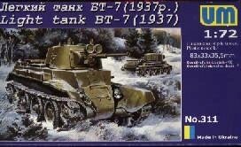 Збірна модель радянського легкого танка БТ-7, 1937 г..1 / 72 UM 311 від компанії Хоббінет - збірні моделі - фото 1