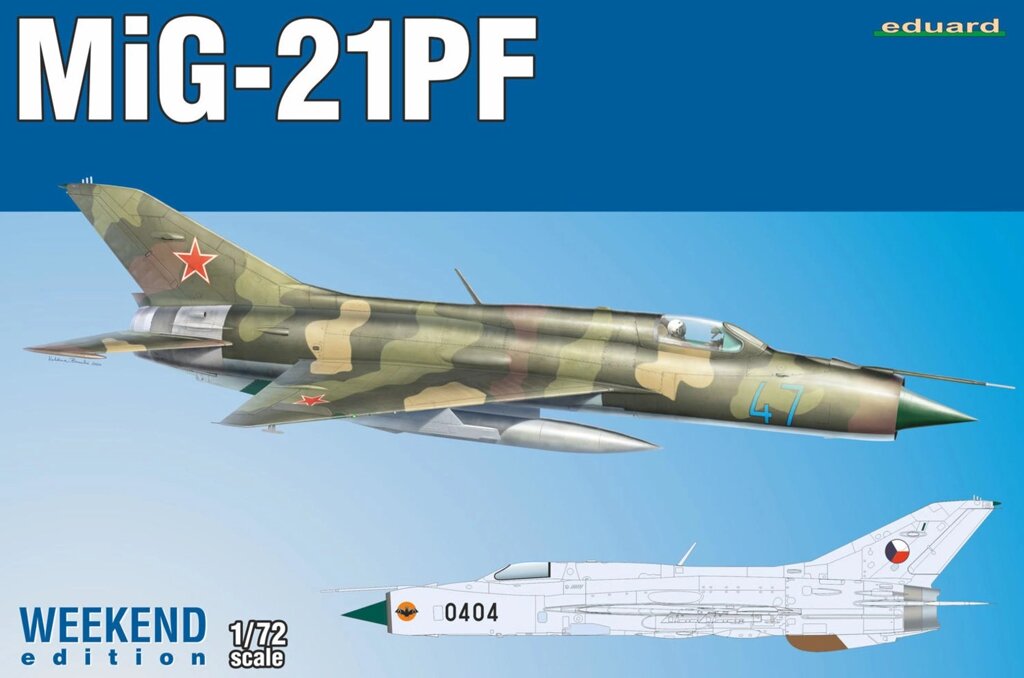 Збірна модель радянського реактивного винищувача МіГ-21ПФ в масштабі 1/72. EDUARD 7455 від компанії Хоббінет - збірні моделі - фото 1
