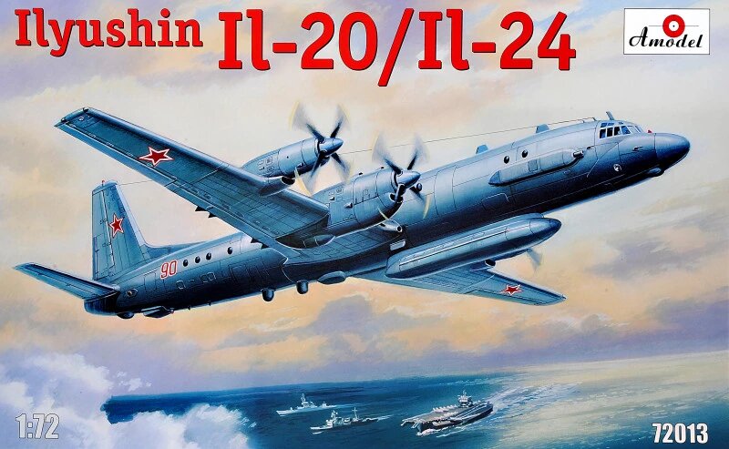 Збірна модель турбогвинтового літака РТР Ільюшин Іл-20 / Іл-24. 1/72 AMODEL 72013 від компанії Хоббінет - збірні моделі - фото 1