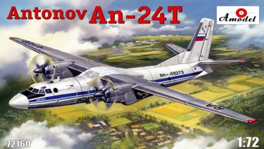 Збірна модель військово-транспортного літака Антонов Ан-24T.1 / 72 AMODEL 72160 від компанії Хоббінет - збірні моделі - фото 1