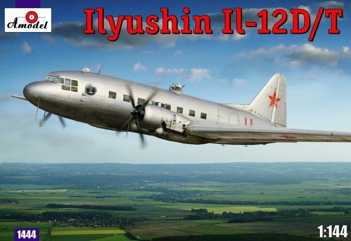 Збірна модель військового транспортного літака ІЛ-12Д / Т.1 / 144. AMODEL 1444 від компанії Хоббінет - збірні моделі - фото 1