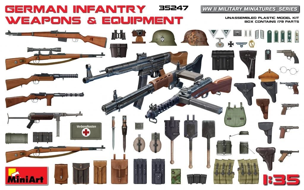 Збірні пластикові моделі в масштабі 1/35. Німецьке піхотна зброя і спорядження. MINIART 35247 від компанії Хоббінет - збірні моделі - фото 1