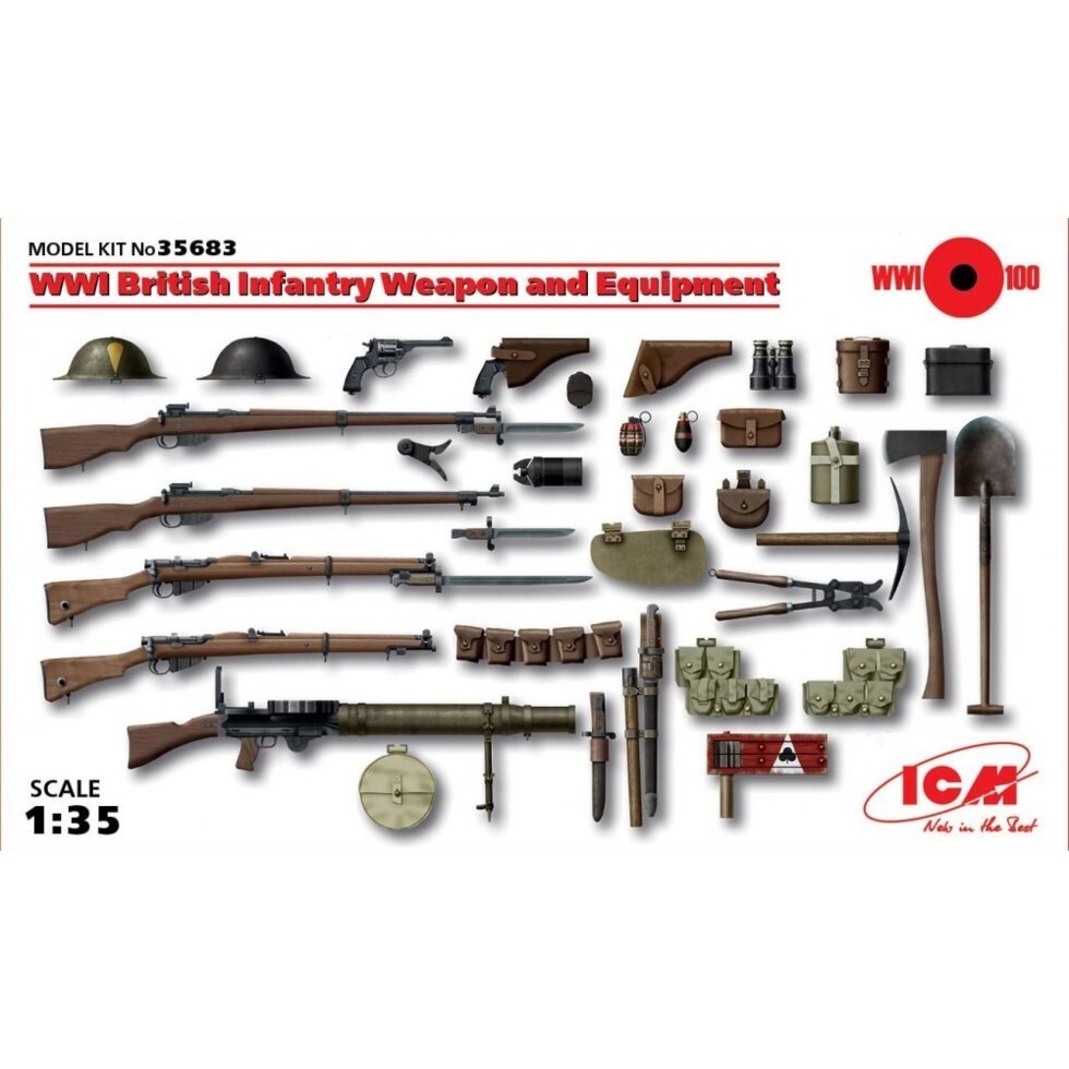 Зброя та спорядження піхоти Великобританії І МВ. 1/35 ICM 35683 від компанії Хоббінет - збірні моделі - фото 1