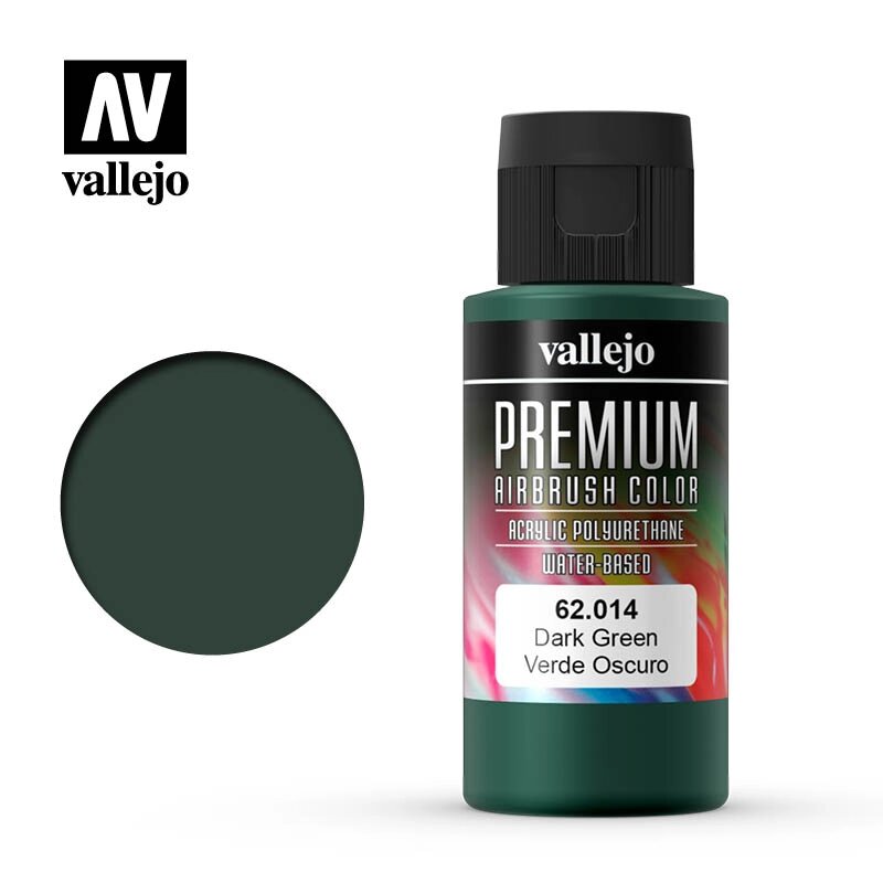 Зелений темний. Фарба акрил-поліуретанова 60 мл. VALLEJO PREMIUM COLLOR 62014 від компанії Хоббінет - збірні моделі - фото 1