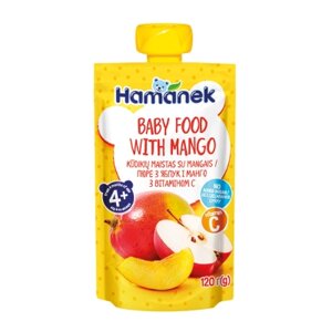 Дитяче пюре Hamanek Pouch яблоко и манго, 120 г (8595139780425)