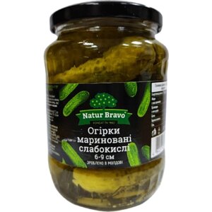 Овочева консервація Natur Bravo Огірки мариновані слабокислі 6-9 см 720 мл (1999661)