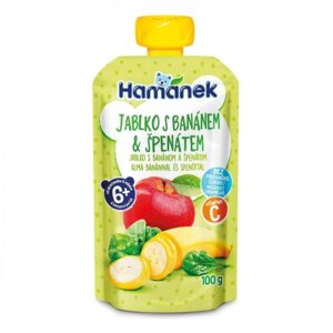 Дитяче пюре Hamanek Яблуко з бананом та шпинатом 100 г (8595139798444)
