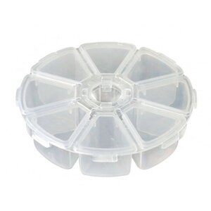 Коробка органайзер кейс для снастей бісеру круглий 100x25мм 8 комірок