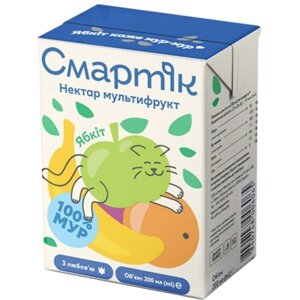 Сік дитячий Смартік мультифруктовий з м'якоттю 200 мл (4840748006065)