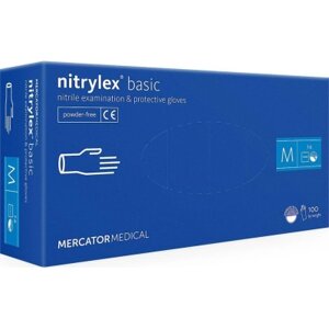 Медичні рукавички Mercator Medical Nitrylex Basic Нітрилові Неопудрені діагностичні Розмір M Сині 100 шт. (3.1006)
